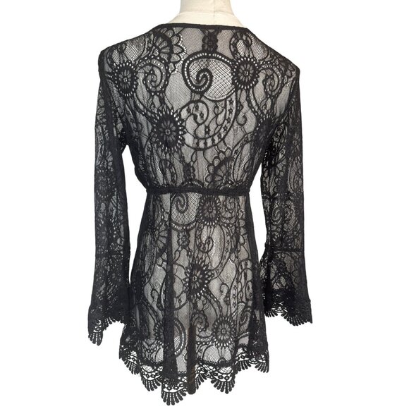 NEW Boho Gypsy XL Beach Goddess Swim Cover Up Black - Picture 4 of 13